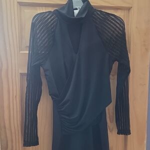 VENUS Black Sheer Sleeve Dress